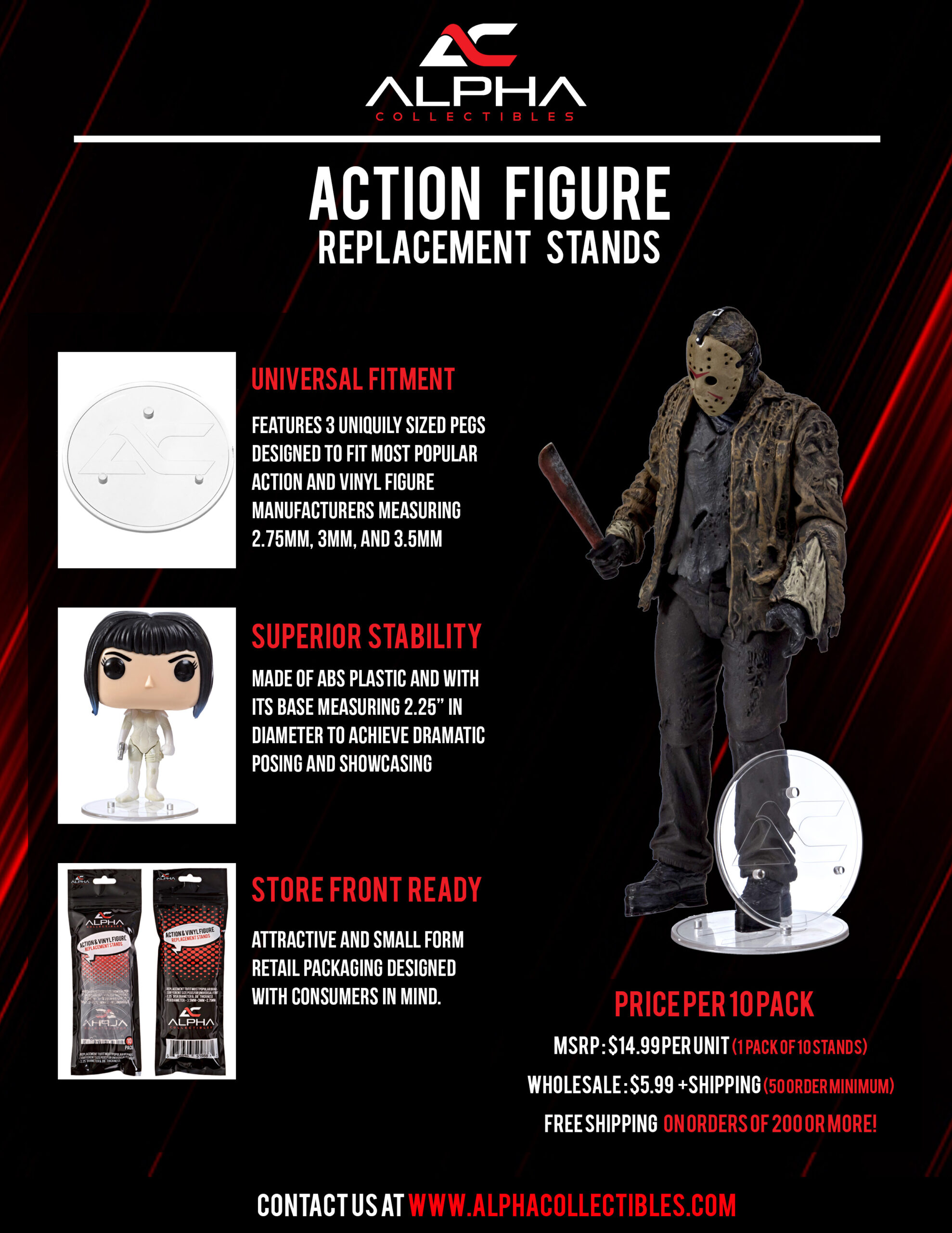 10 Pack 3-Peg Action Figure Replacement Stands NECA and Funko - Image 2